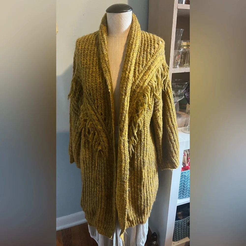 Anthropologie Stevie Boho Mustard Yellow Cardigan